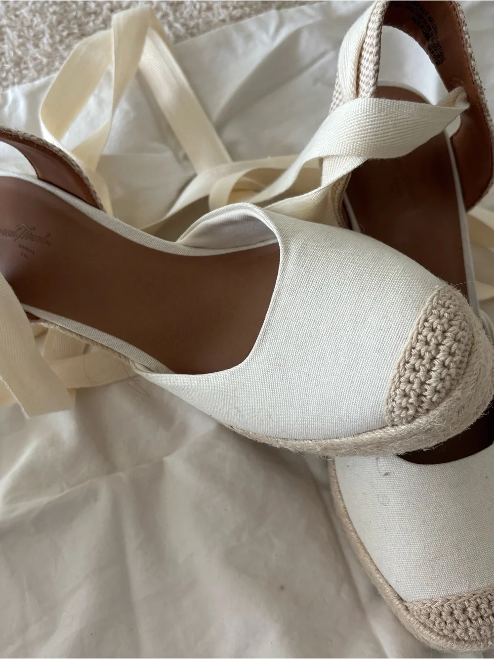 Universal Thread Canvas Espadrille Wedge Sandals in Cream - Women